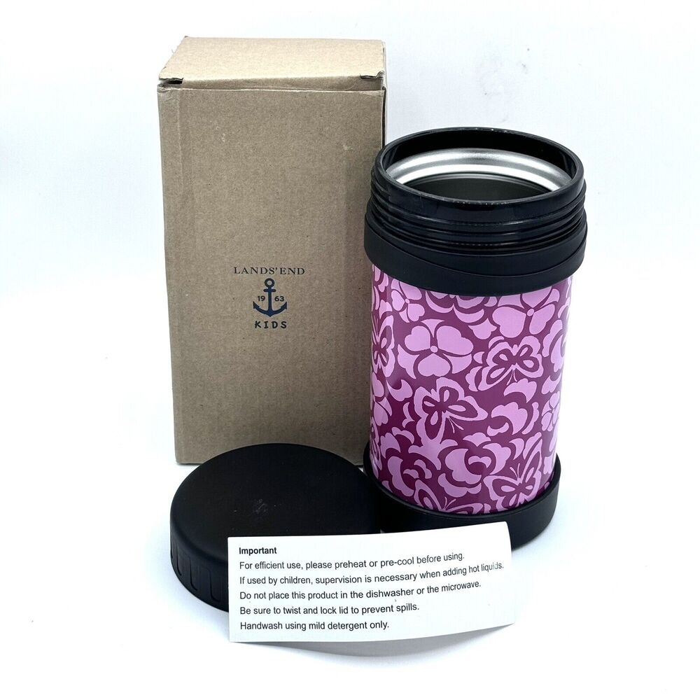Lands' End Kids‎ 16 oz Stainless Steel Insulated Food Container Pink design New